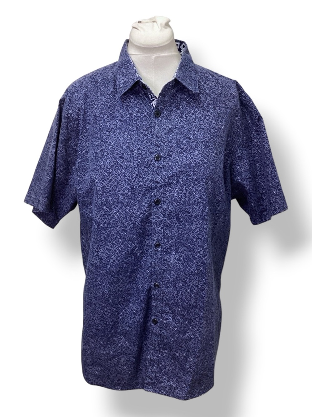 Galaxy by Harvic Mens Short Sleeve Casual Button Down Shirt Floral Blue X